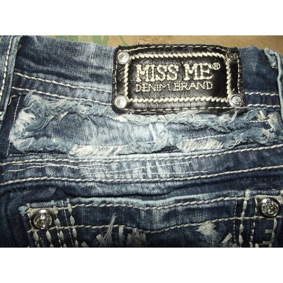 Miss Me Jeans Womens 27 X 30" JE13048L Signature Rise boot studded rhinestones - Picture 9 of 13